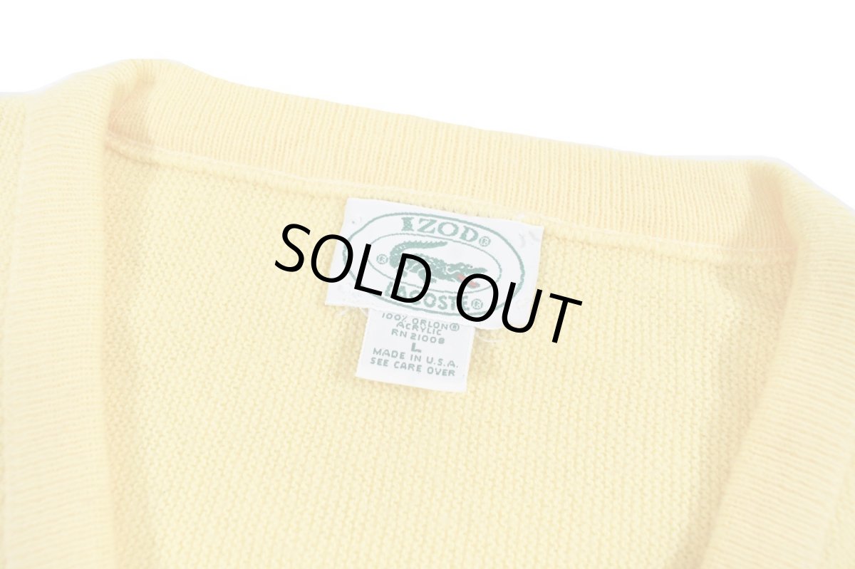 画像4: Used Lacoste Acrylic V-Neck Knit Sweater Yellow made in USA (4)