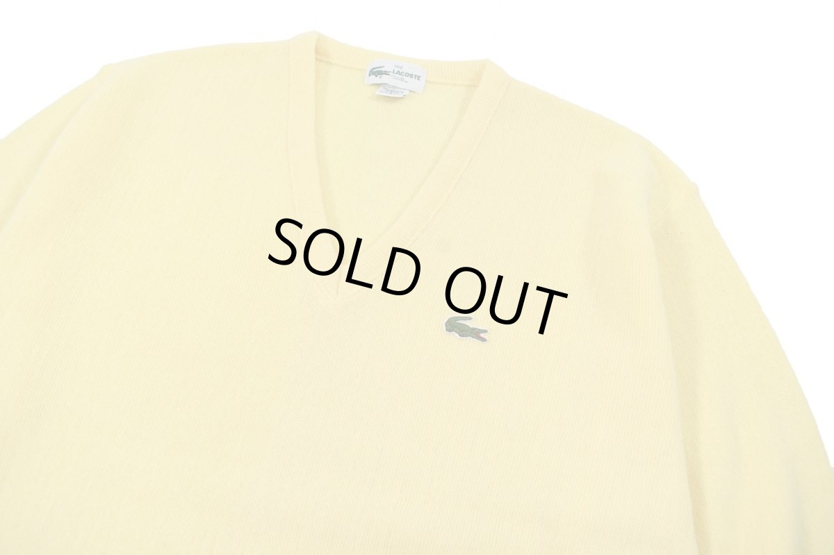画像2: Used Lacoste Acrylic V-Neck Knit Sweater Yellow made in USA (2)