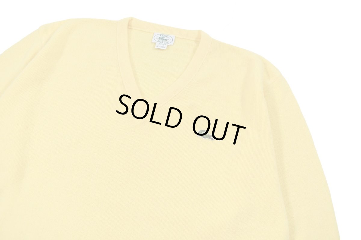 画像2: Used Lacoste Acrylic V-Neck Knit Sweater Yellow made in USA (2)