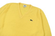 画像2: Used Lacoste Acrylic V-Neck Knit Sweater Yellow made in USA (2)