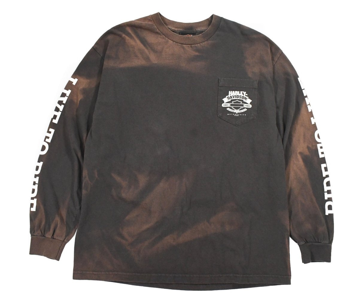 画像1: Used Harley-Davidson L/S Print Pocket Tee Fade Black (1)