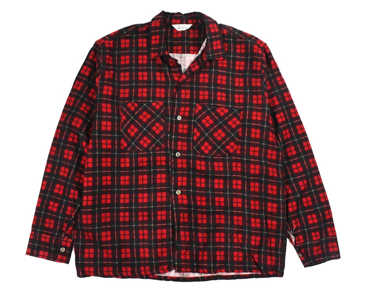 画像1: Deadstock Sportswear Open Collar Print Flannel Shirt (1)