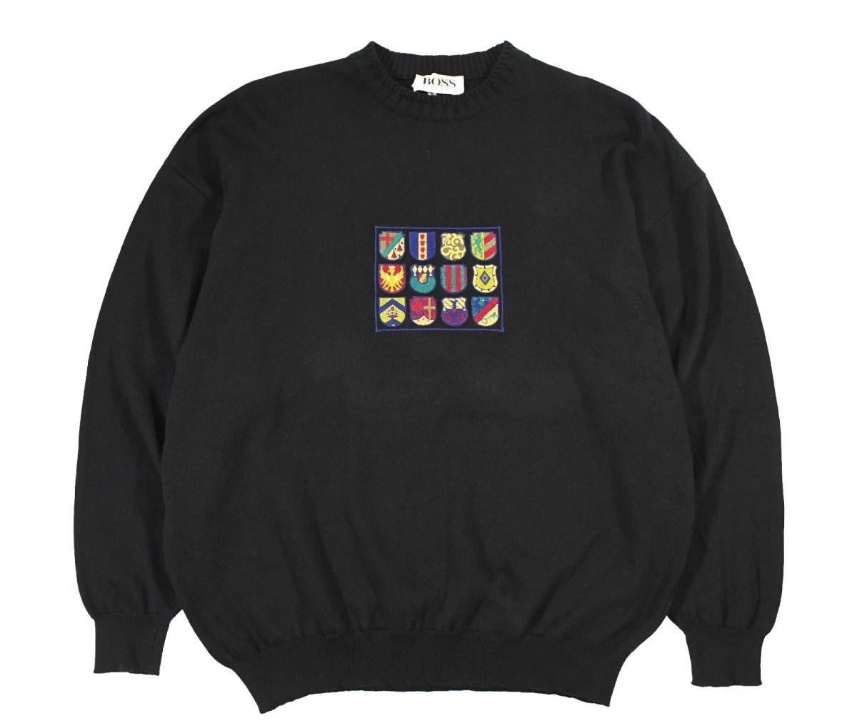 画像1: Used Boss Hugo Boss Cotton Knit Sweater Black (1)