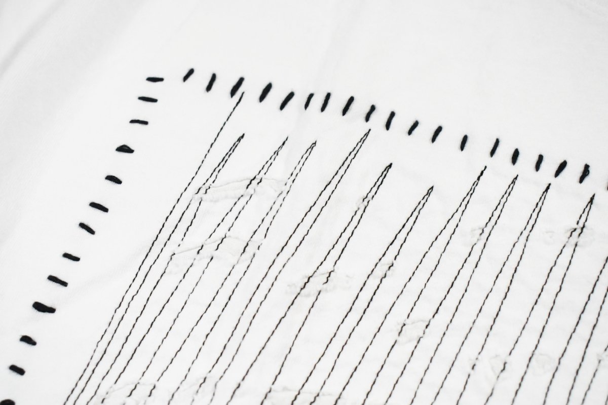 画像3: Los Angeles Apparel Garment Dye Damaged S/S Tee White Black Stitch (3)