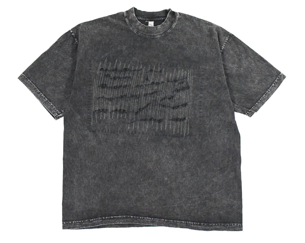 画像1: Los Angeles Apparel Mineral Wash Damaged S/S Tee Black (1)