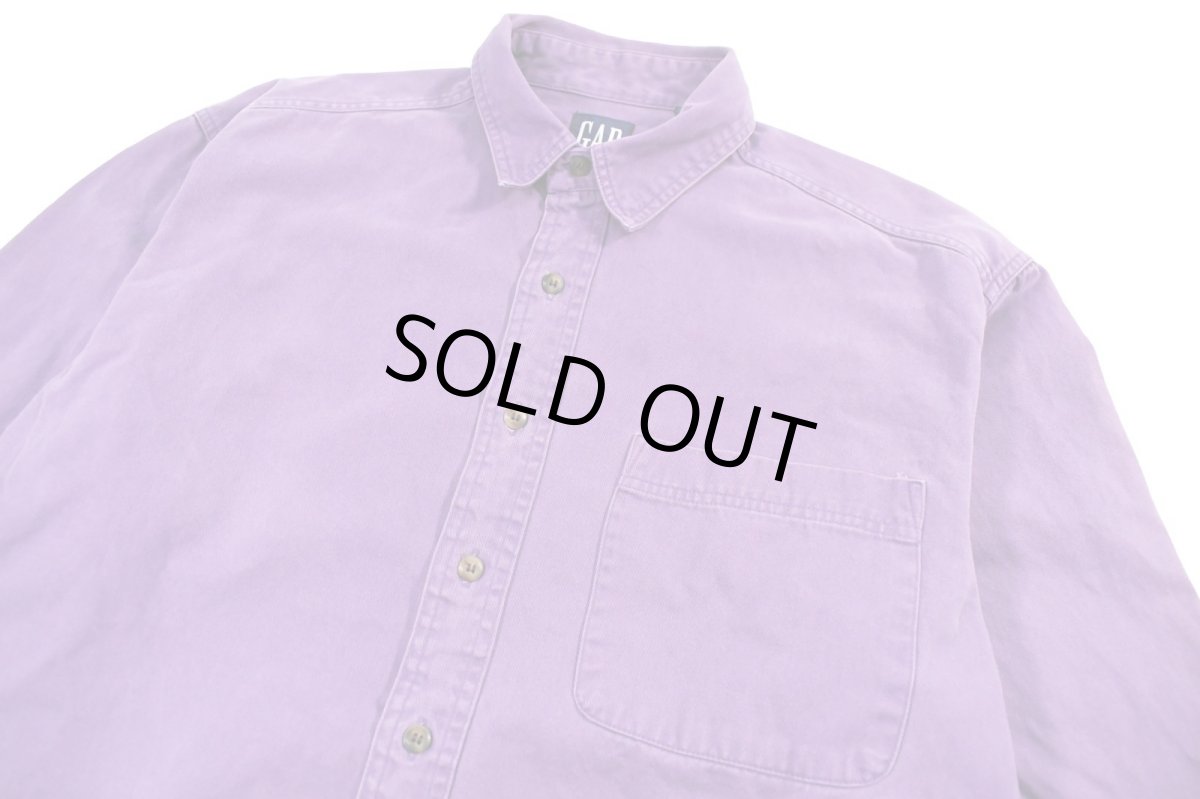 画像2: Used Gap Cotton Twill Shirt Purple (2)