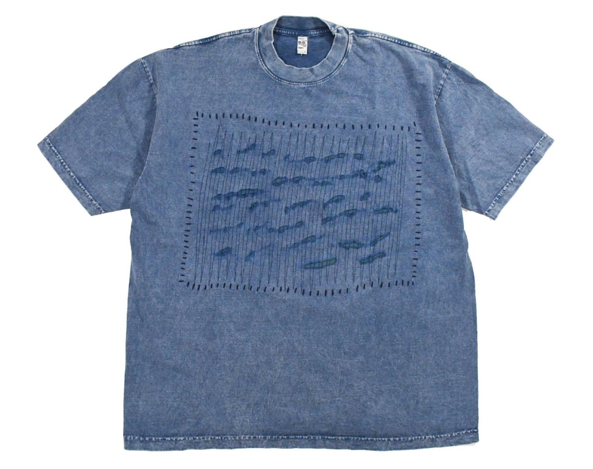 画像1: Los Angeles Apparel Mineral Wash Damaged S/S Tee Indigo (1)