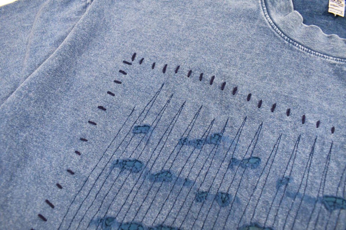 画像3: Los Angeles Apparel Mineral Wash Damaged S/S Tee Indigo (3)