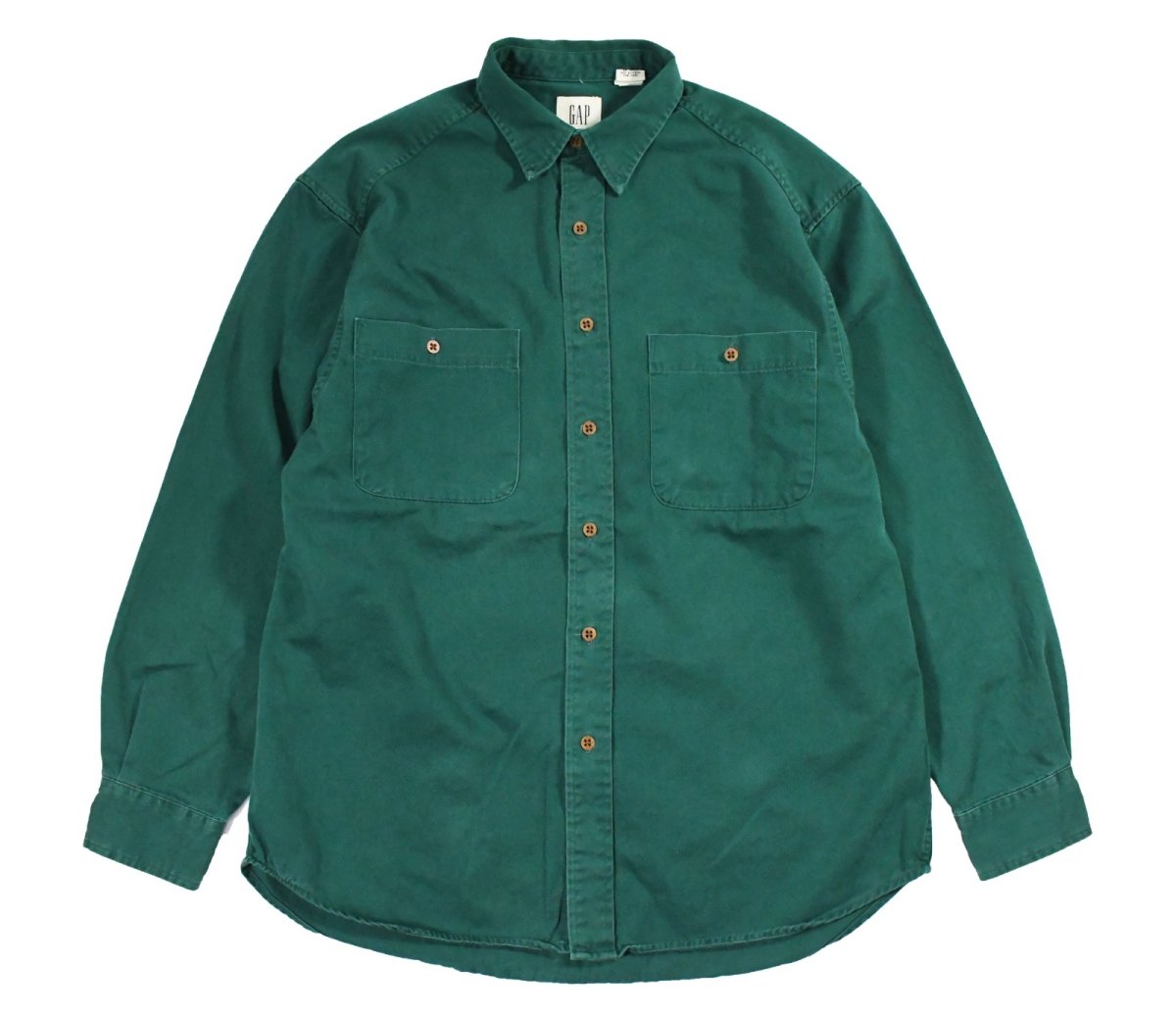 画像1: Used Gap Cotton Twill Shirt Green (1)