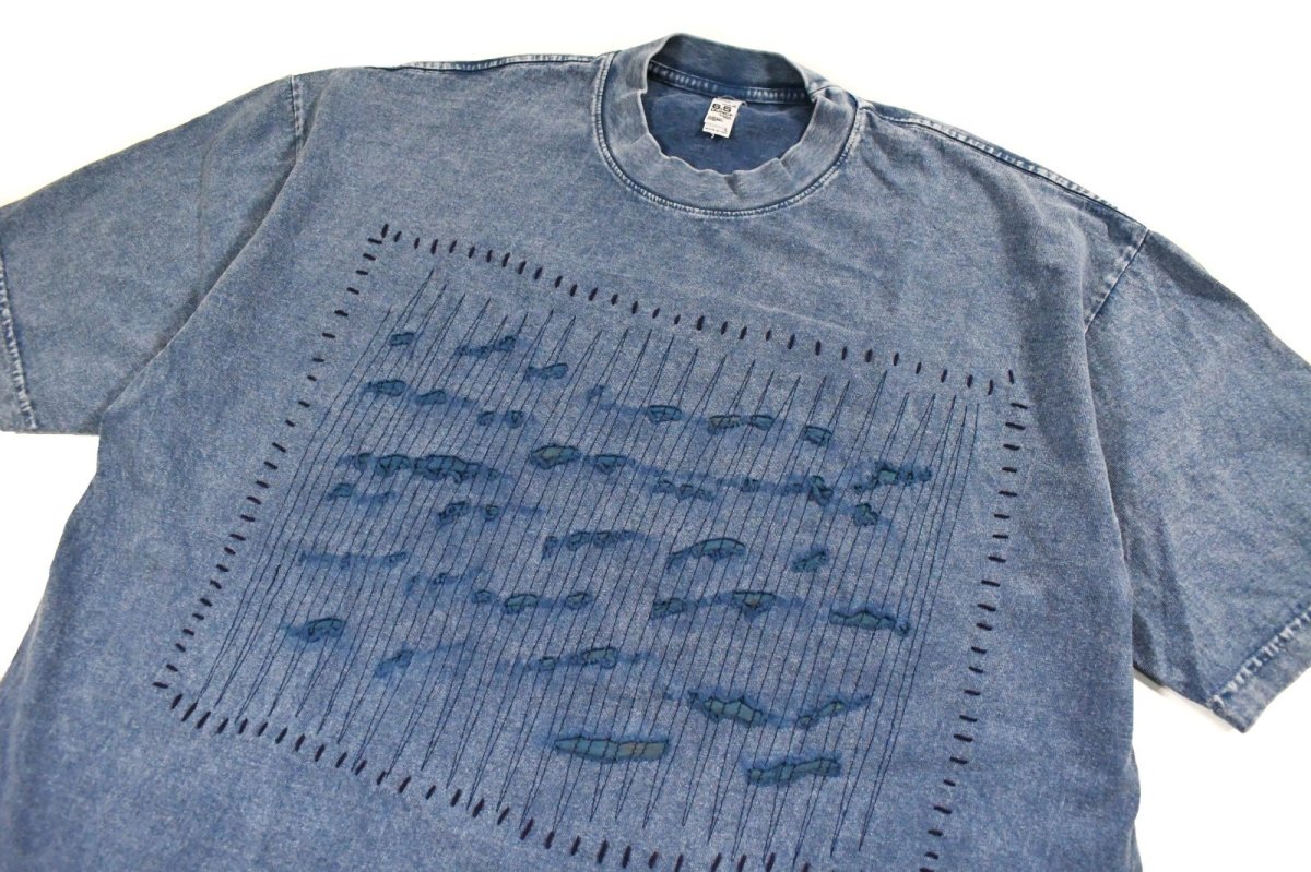 画像2: Los Angeles Apparel Mineral Wash Damaged S/S Tee Indigo (2)