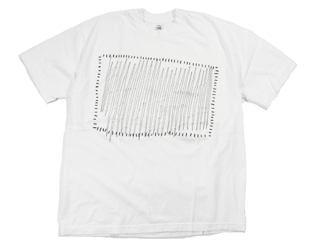 画像1: Los Angeles Apparel Garment Dye Damaged S/S Tee White Black Stitch (1)