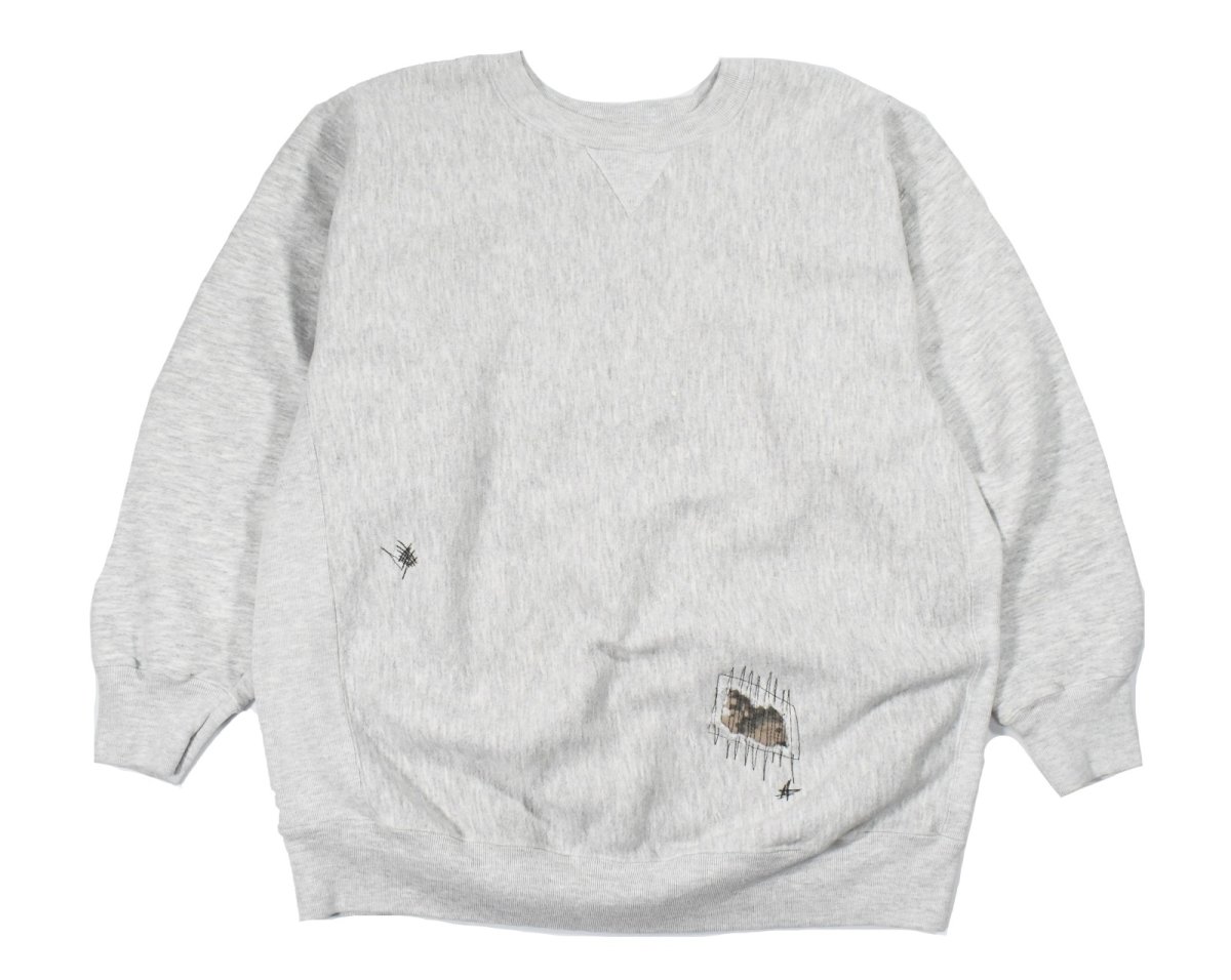 画像1: Used Gap Damaged Sweat Shirt Grey (1)