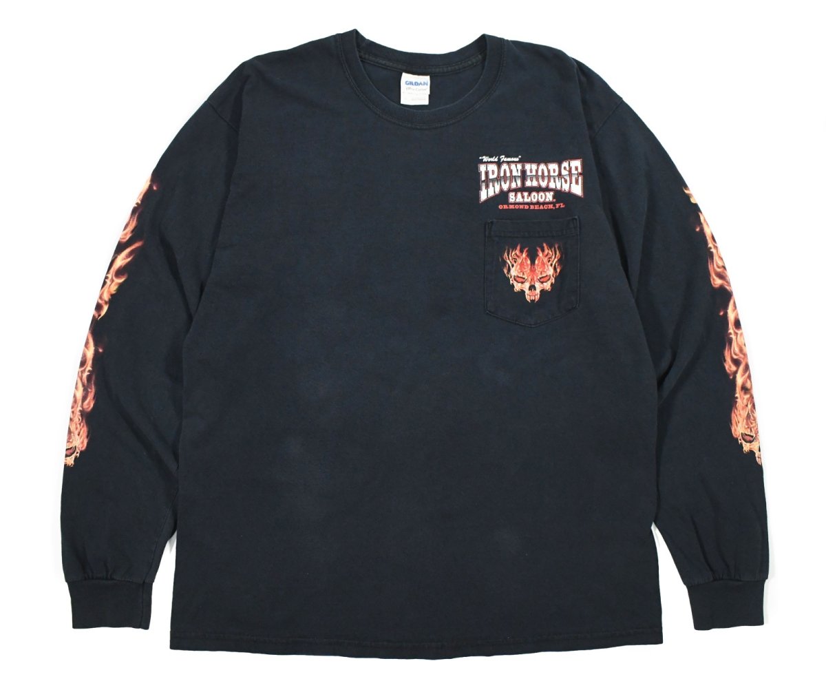 画像1: Used Iron Horse Saloon L/S Print Pocket Tee (1)