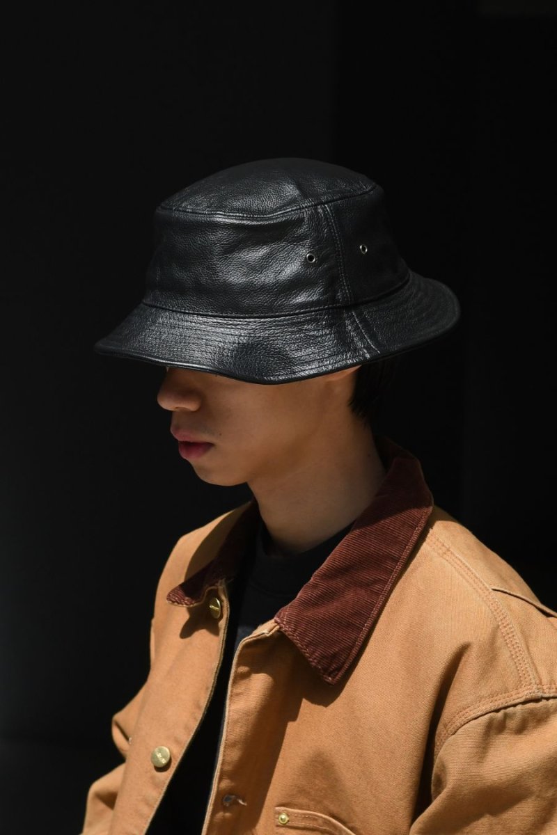 画像5: Winner Caps Leather Bucket Hat Black (5)