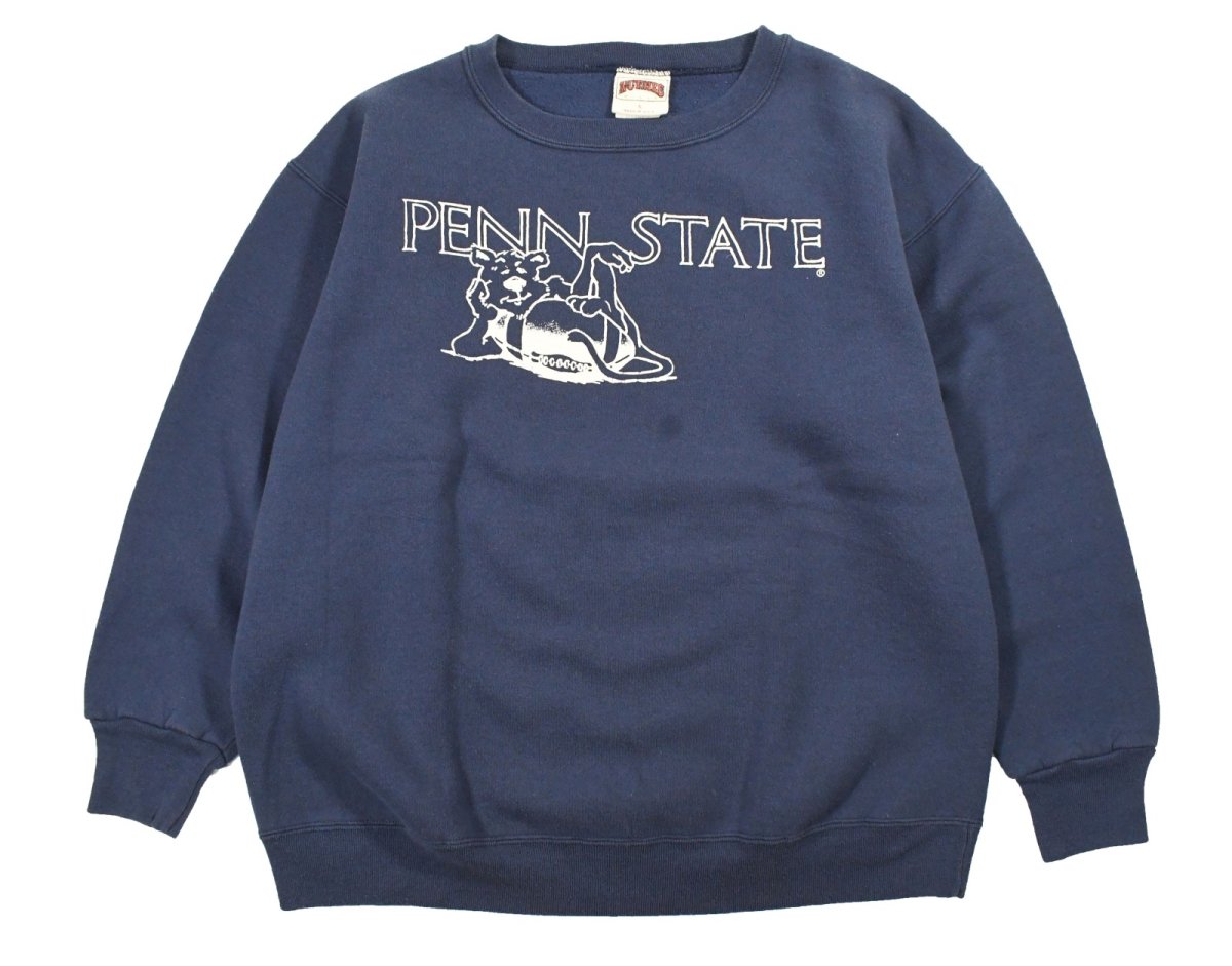 画像1: Used Nutmeg Print Sweat Shirt Navy "Penn State" made in USA (1)