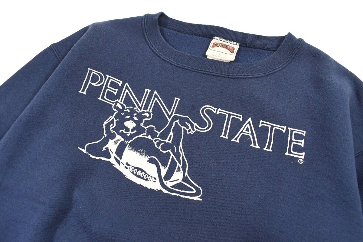 画像2: Used Nutmeg Print Sweat Shirt Navy "Penn State" made in USA (2)