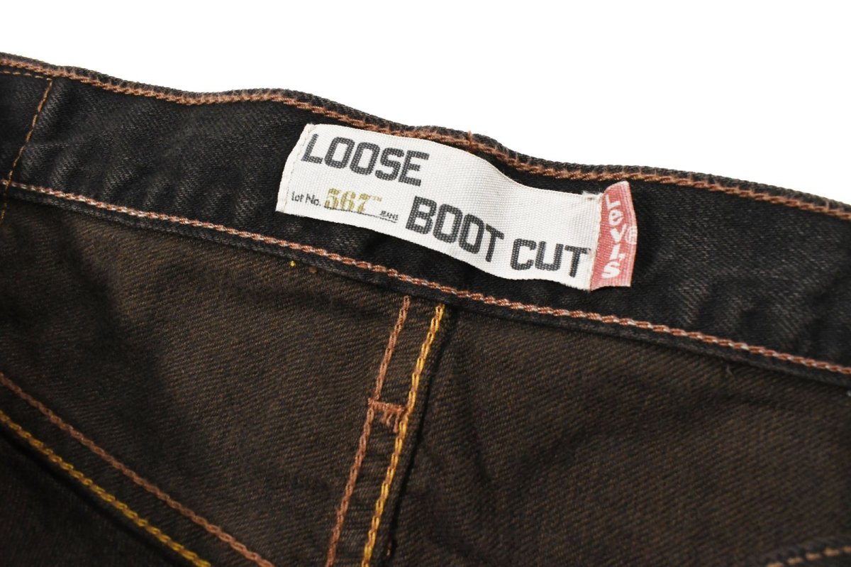 画像6: Deadstock Levi's 567 Denim Pants Loose Boot Cut Reactive Dye Brown リーバイス (6)