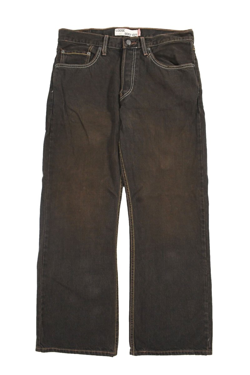 画像1: Deadstock Levi's 567 Denim Pants Loose Boot Cut Reactive Dye Brown リーバイス (1)