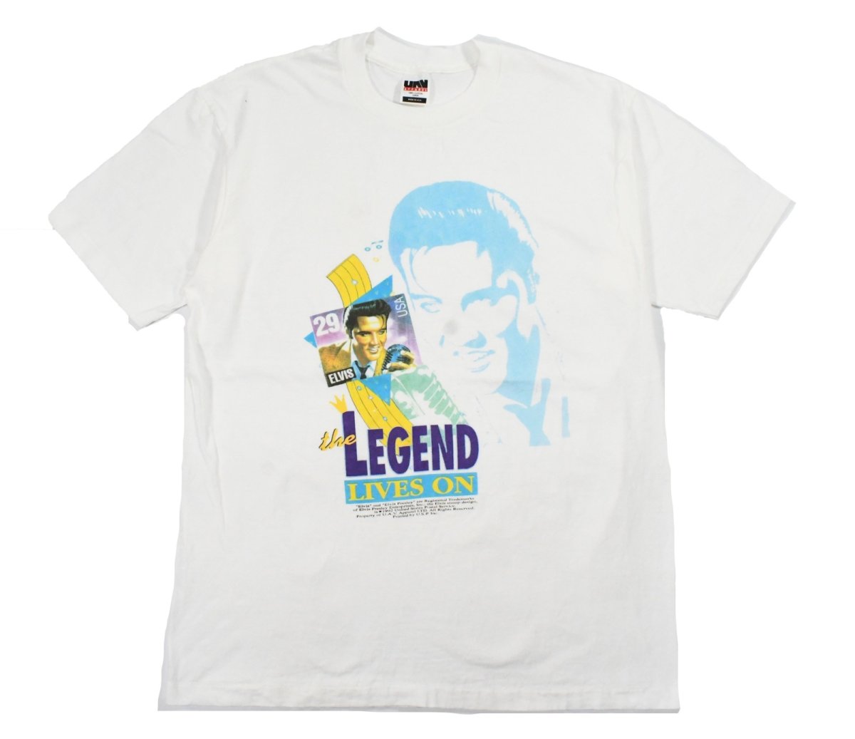 画像1: Used Musician Print Tee "Elvis Presley" made in USA (1)