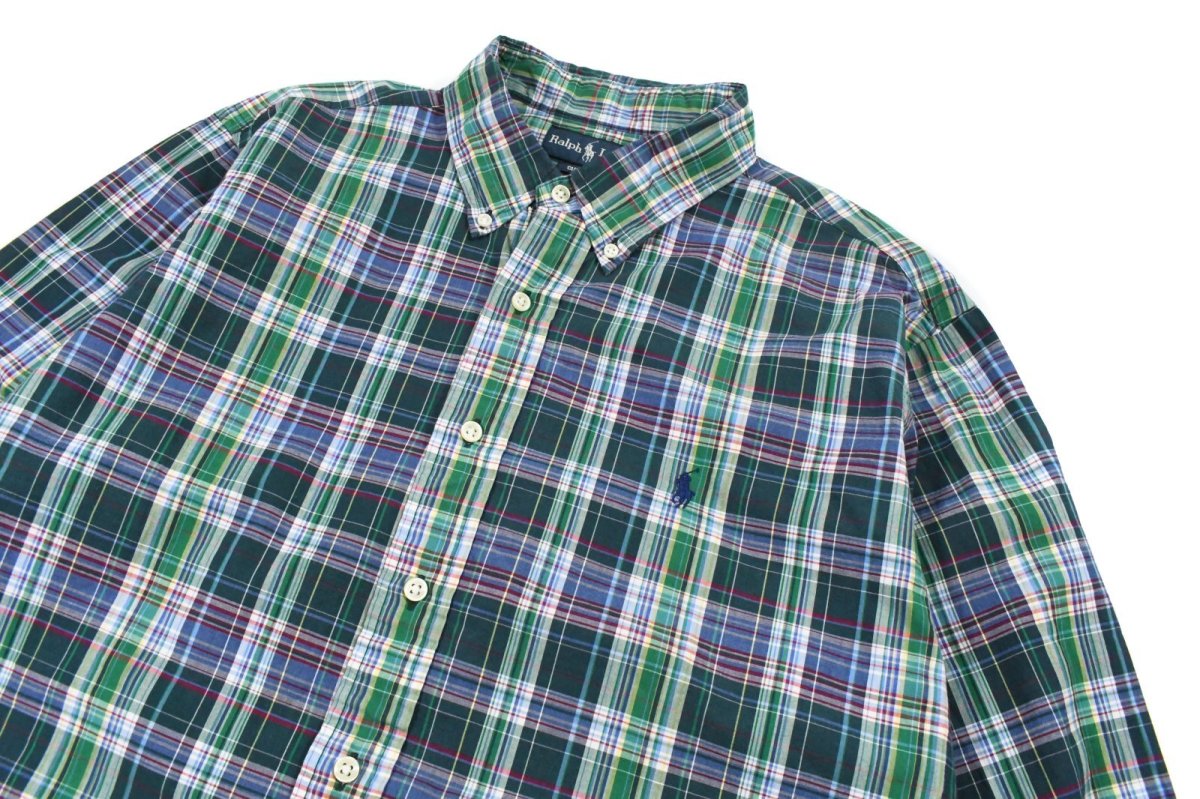 画像2: Used Ralph Lauren Plaid Pattern B/D Shirt "Custom Fit" (2)