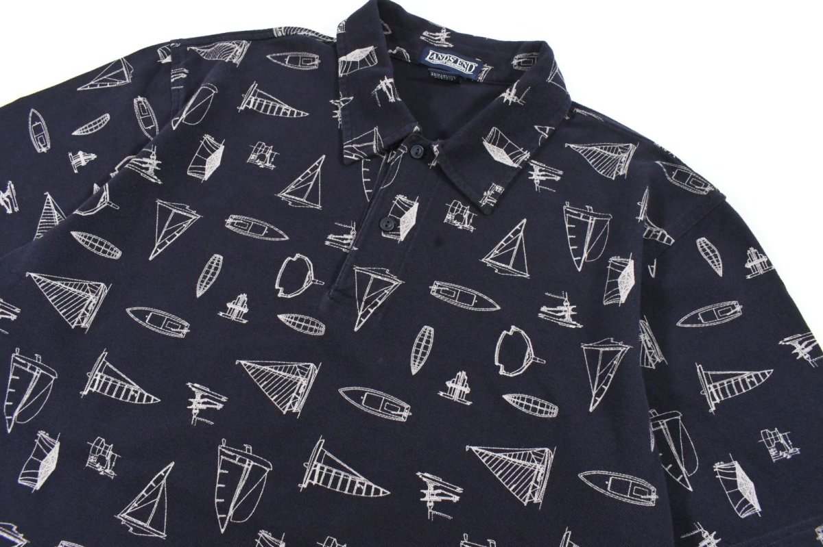 画像2: Used Lands' End Polo Shirt Navy (2)
