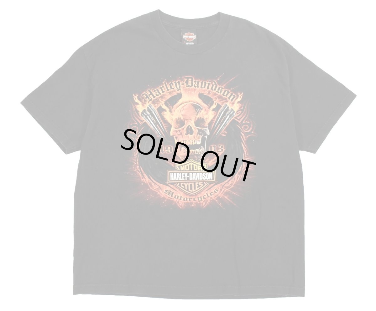 画像1: Used Harley-Davidson S/S Print Tee Black (1)