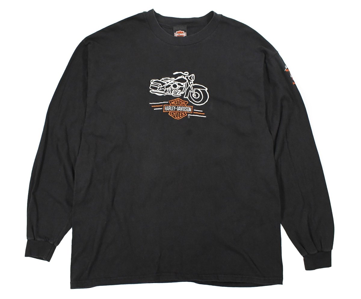 画像1: Used Harley-Davidson L/S Embroidered Tee Black (1)