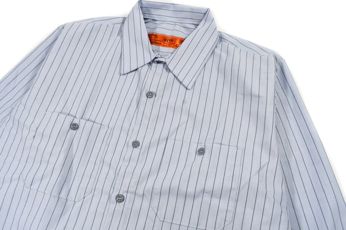 画像2: Red Kap Customize L/S Work Shirt Light Blue/Navy Stripe (2)