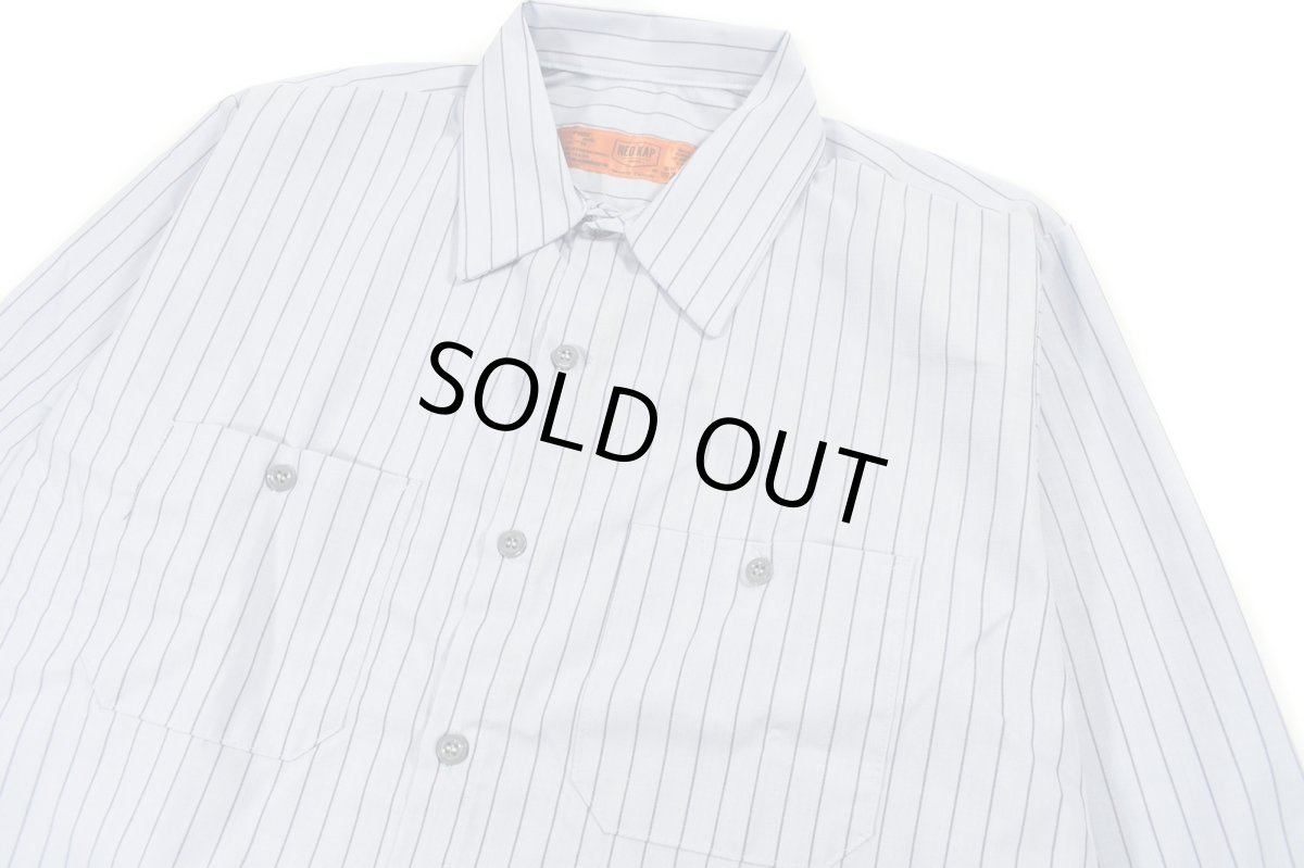 画像2: Red Kap Customize L/S Work Shirt Light Blue/Navy Stripe (2)