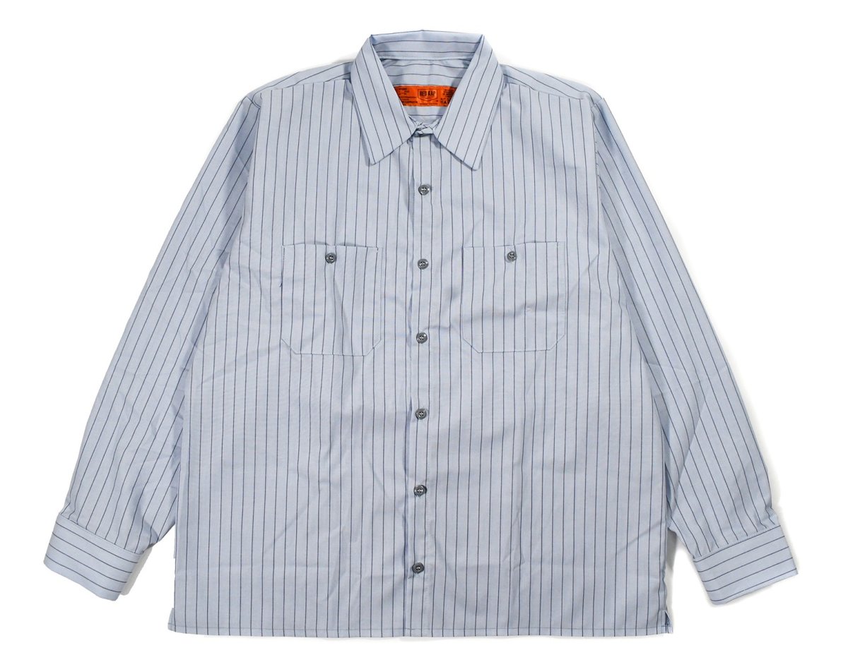 画像1: Red Kap Customize L/S Work Shirt Light Blue/Navy Stripe (1)