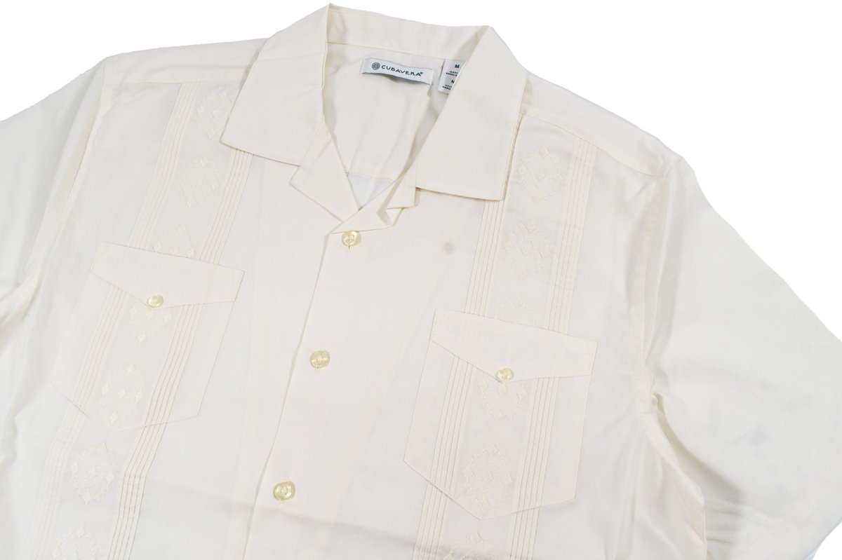 画像2: Cubavera Short Sleeve Guayabera Shirt Ivory キューバベラ (2)