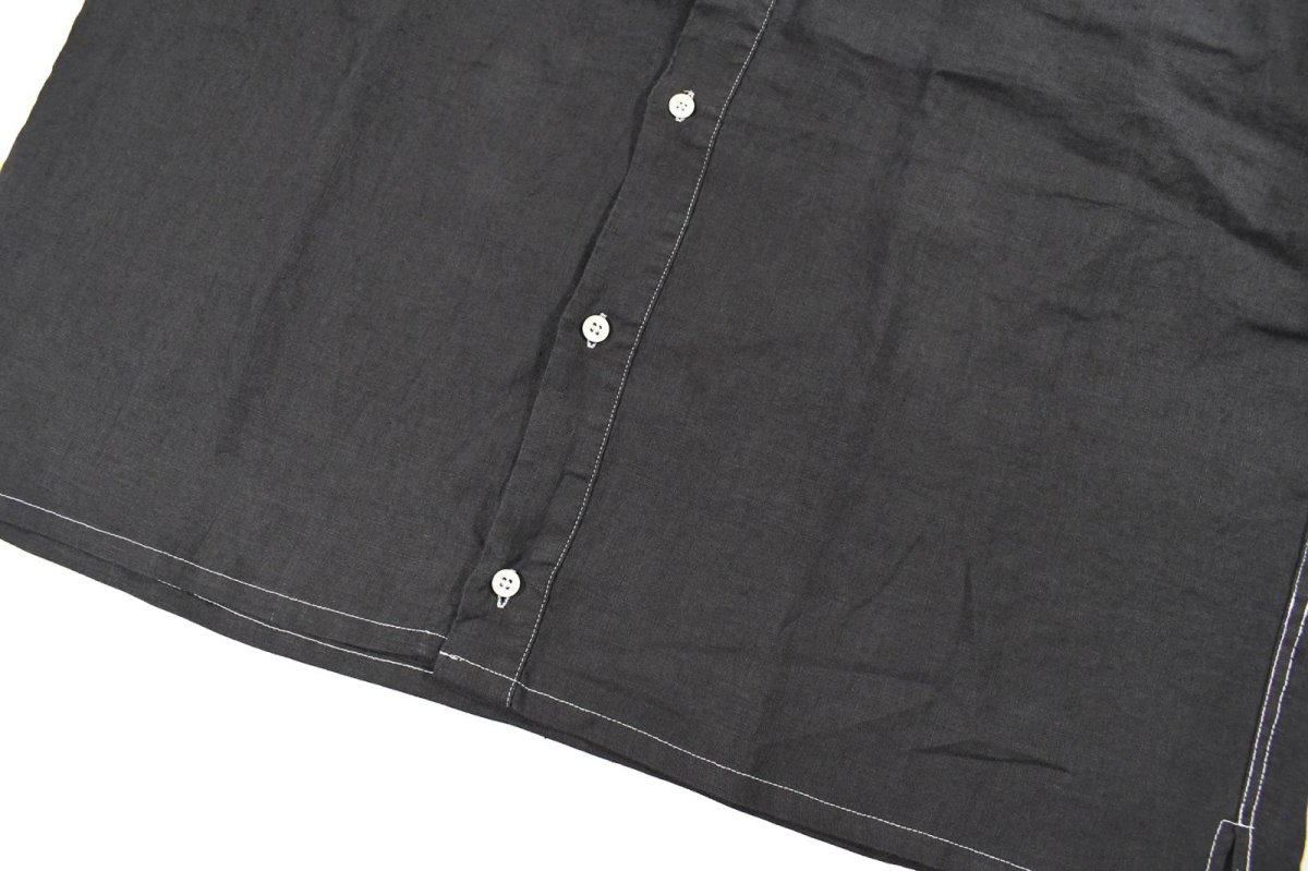 画像3: Deadstock Goouch Customize S/S Linen Shirt Ink Black (3)
