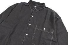 画像2: Deadstock Goouch Customize L/S Linen Shirt Ink Black (2)
