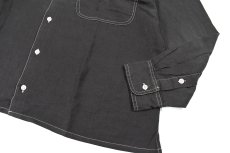 画像3: Deadstock Goouch Customize L/S Linen Shirt Ink Black (3)
