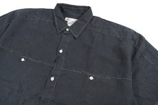 画像2: Deadstock Goouch Customize S/S Linen Shirt Navy (2)