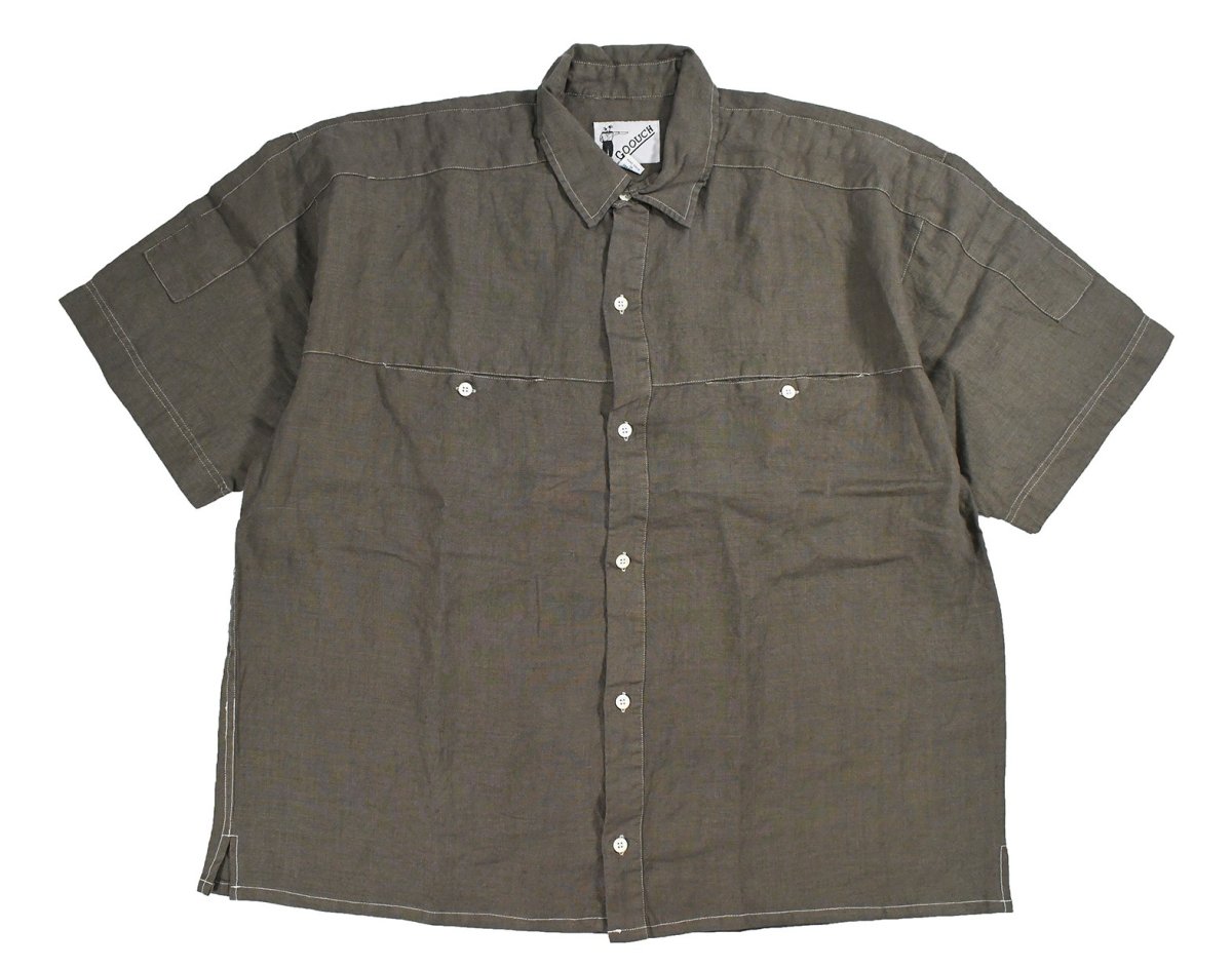 画像1: Deadstock Goouch Customize S/S Linen Shirt Olive (1)