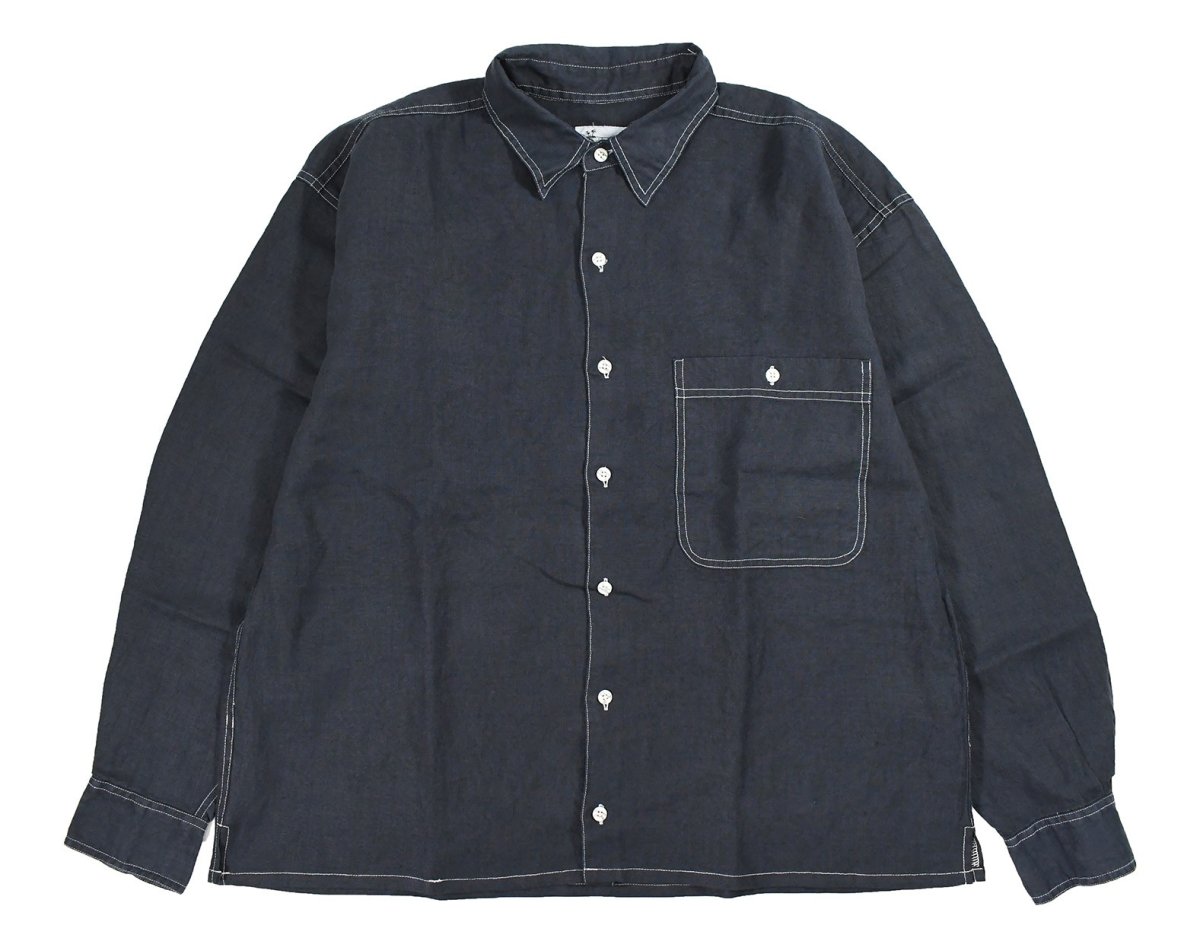 画像1: Deadstock Goouch Customize L/S Linen Shirt Navy (1)
