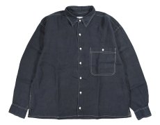 画像1: Deadstock Goouch Customize L/S Linen Shirt Navy (1)