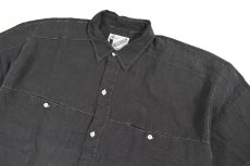画像2: Deadstock Goouch Customize S/S Linen Shirt Ink Black (2)