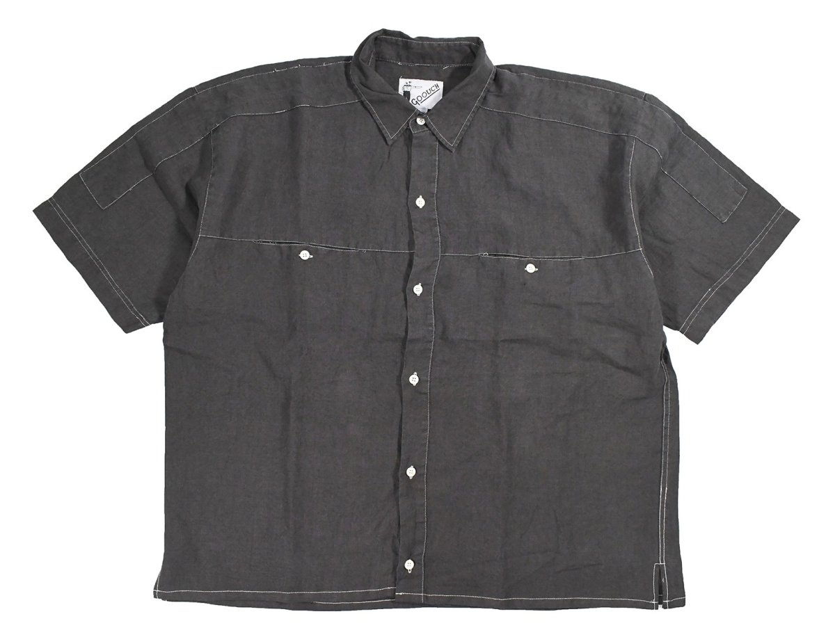 画像1: Deadstock Goouch Customize S/S Linen Shirt Ink Black (1)