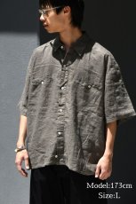 画像5: Deadstock Goouch Customize S/S Linen Shirt Olive (5)