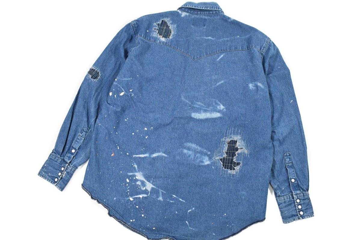 画像6: Used Wrangler Damaged Denim Western Shirt (6)