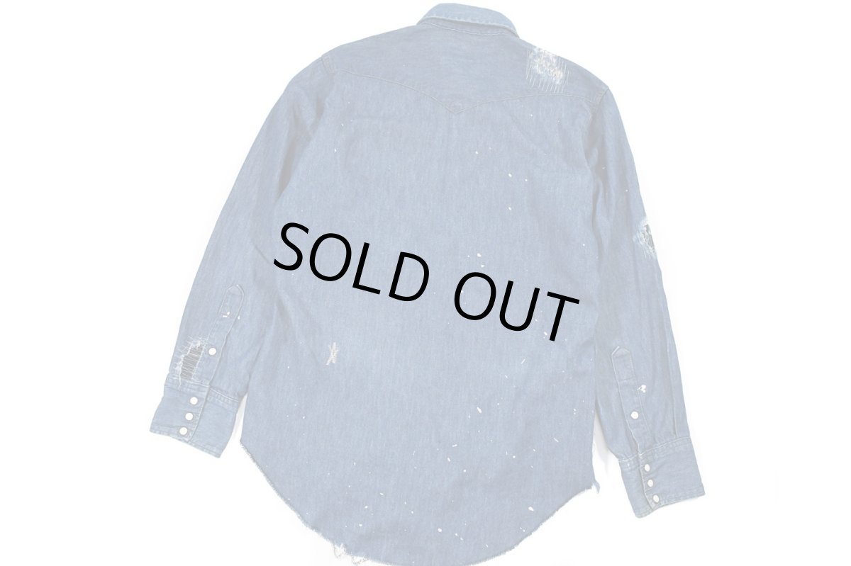 画像7: Used Wrangler Damaged Denim Western Shirt made in USA (7)