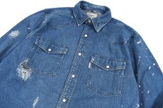 画像2: Used Carhartt Damaged Denim Western Shirt (2)