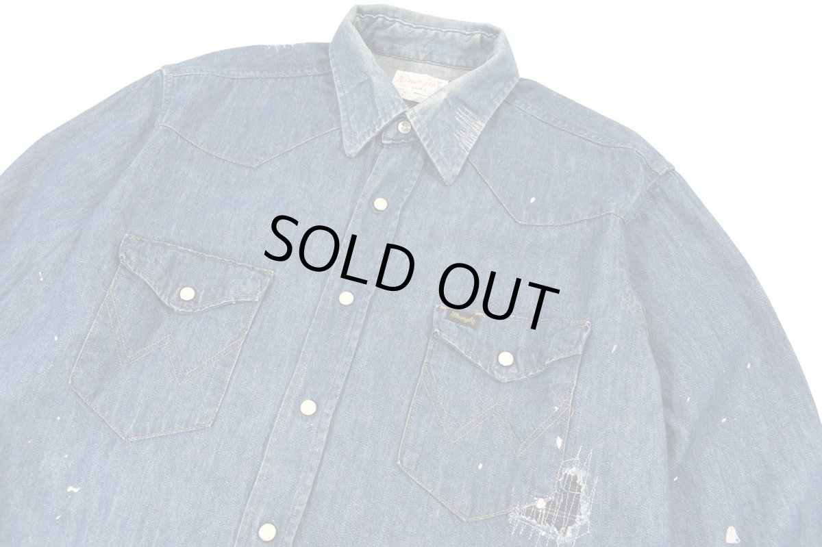 画像2: Used Wrangler Damaged Denim Western Shirt made in USA (2)