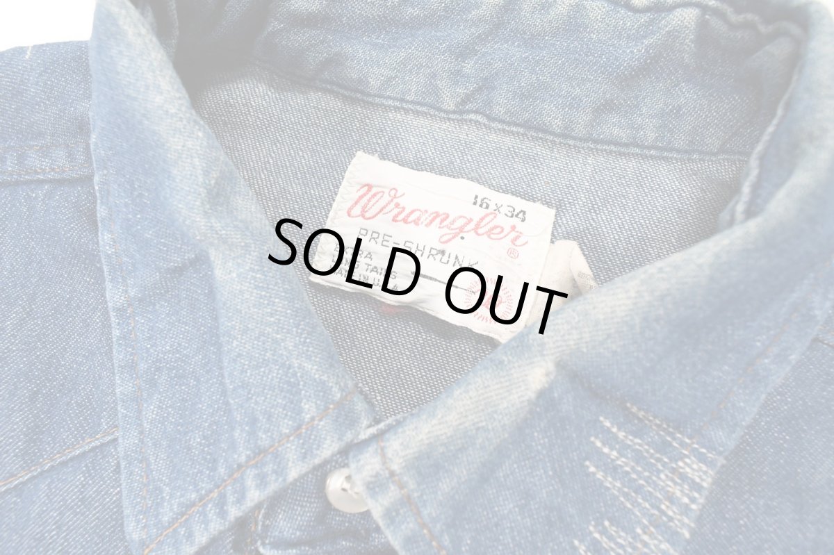 画像6: Used Wrangler Damaged Denim Western Shirt made in USA (6)