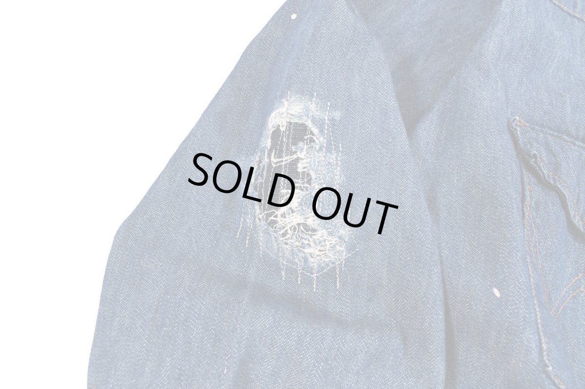 画像5: Used Wrangler Damaged Denim Western Shirt made in USA (5)