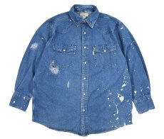 画像1: Used Carhartt Damaged Denim Western Shirt (1)