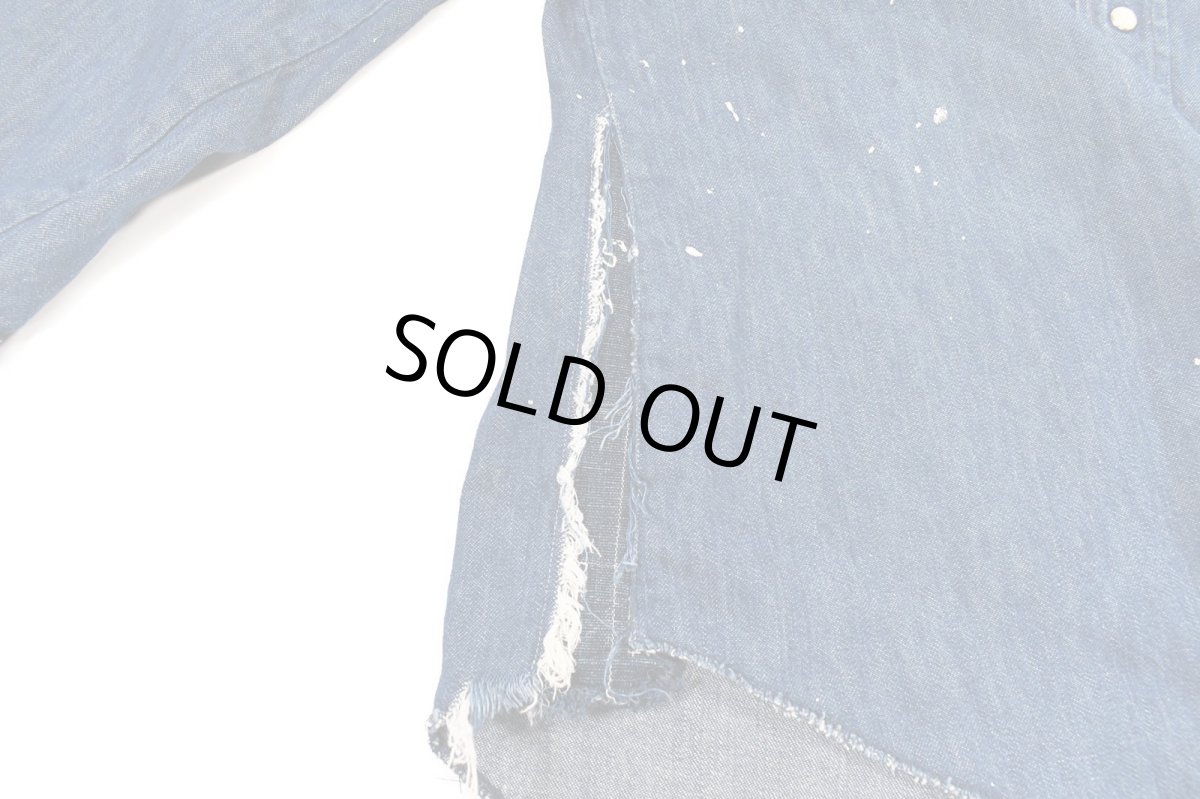 画像4: Used Wrangler Damaged Denim Western Shirt made in USA (4)