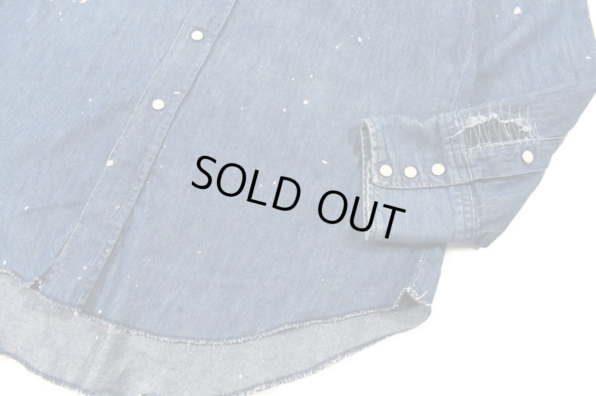画像3: Used Wrangler Damaged Denim Western Shirt made in USA (3)